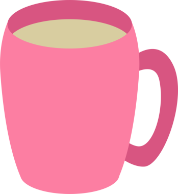 Renkli düz kupa çizimi. Şeffaf arkaplanı olan PNG