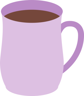 Renkli düz kupa çizimi. Şeffaf arkaplanı olan PNG