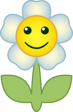 Çiçek sembolü. Yüzü olan çiçek çizgi film karakteri. Şeffaf arkaplanı olan PNG