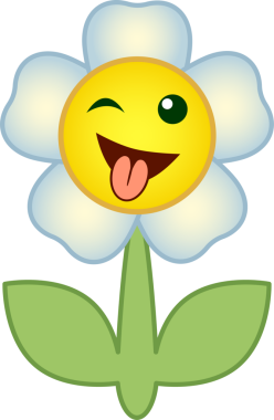 Çiçek sembolü. Yüzü olan çiçek çizgi film karakteri. Şeffaf arkaplanı olan PNG