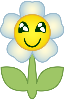 Çiçek sembolü. Yüzü olan çiçek çizgi film karakteri. Şeffaf arkaplanı olan PNG