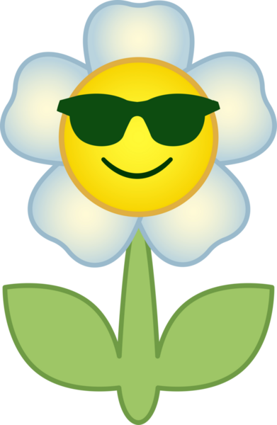 Çiçek sembolü. Yüzü olan çiçek çizgi film karakteri. Şeffaf arkaplanı olan PNG