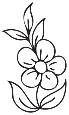 Çizgi sanatı çiçek illüstrasyonu. Şeffaf arkaplanı olan PNG.