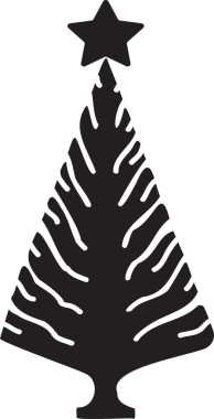 Noel ağacı illüstrasyonu. Siyah ve beyaz, tek renkli Noel ağacı dekoratif, stil resimli..