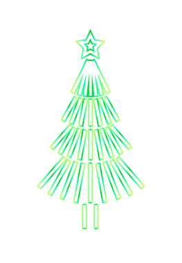Neon Noel ağacı tasarımı. Şeffaf arkaplanı olan PNG.