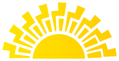 Parlak sarı renkli güneş ikonu. Şeffaf arkaplanı olan PNG.