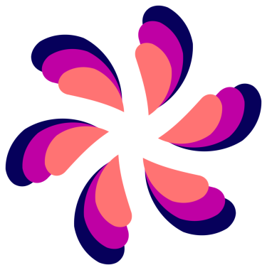 Soyut stilize çiçek tasarımı. Şeffaf arkaplanı olan PNG.