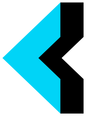 Siyah ve mavi renkli geometrik nesne. Şeffaf arkaplanı olan PNG