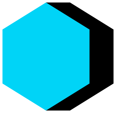 Siyah ve mavi renkli geometrik nesne. Şeffaf arkaplanı olan PNG