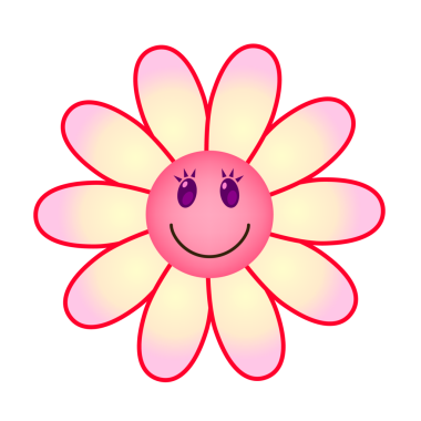 Canlı renkte gülümseyen çiçekler. Şeffaf arkaplanı olan PNG.