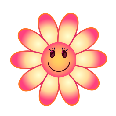 Canlı renkte gülümseyen çiçekler. Şeffaf arkaplanı olan PNG.