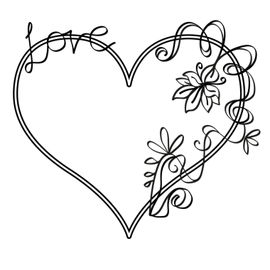 Tasarımın için kalp çerçevesi siyah renkte. Şeffaf arkaplanı olan PNG.