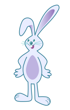 Çizgi film tavşanı renkli çizimler. Şeffaf arkaplanı olan PNG.