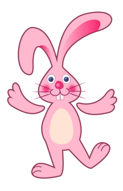 Çizgi film tavşanı renkli çizimler. Şeffaf arkaplanı olan PNG.