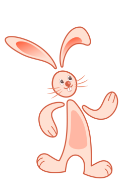 Çizgi film tavşanı renkli çizimler. Şeffaf arkaplanı olan PNG.