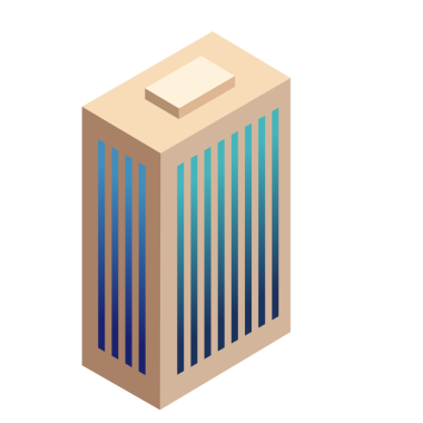 Şeffaf arkaplan ile Isometric bina simgesi, PNG.