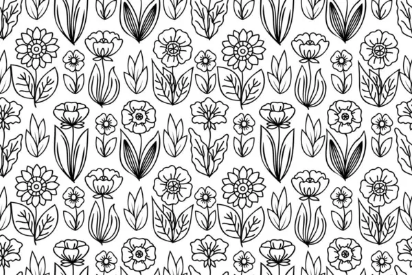 Çizgili çizgiler, kusursuz çiçek desenleri çizilmiş. Beyaz zemin üzerinde siyah ince çizgi ile tekrarlanan çiçek çizimleri desen.