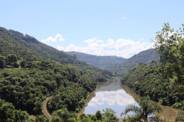 Beautiful landscape with railway following the river