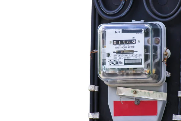 Elektrische Power Box Meter Voor Thuisgebruik Geïsoleerd Witte Achtergrond — Stockfoto