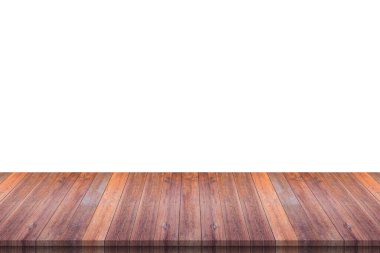 Ürün gösterimi için beyaz arkaplanda boş tahta tablo izole edildi