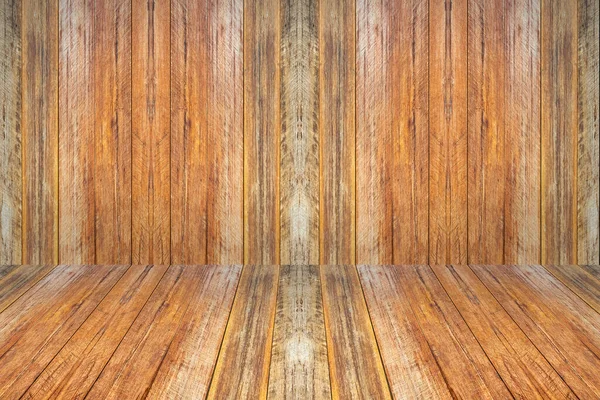 Empty Wooden Planks Wall Perspective Floor Room Interior Background — Foto de Stock
