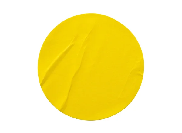 Beyaz Arkaplanda Izole Edilmiş Sarı Yuvarlak Kağıt Etiketi — Stok fotoğraf