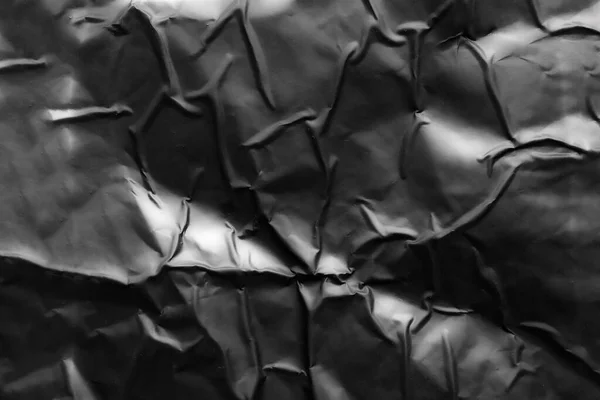 Μαύρο Τσαλακωμένο Και Τσαλακωμένο Πλαστικό Φόντο Αφίσας Υφή — Φωτογραφία Αρχείου