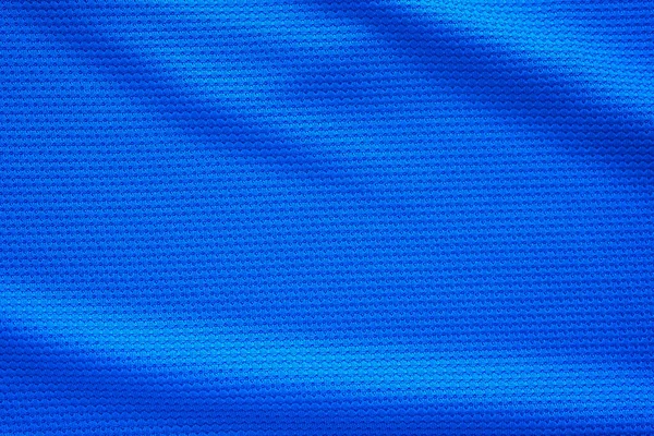 Blaues Fußballtrikot Bekleidung Stoff Textur Sport Tragen Hintergrund Nahaufnahme Von — Stockfoto