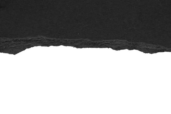 Чорний Рваний Папір Рвані Краю Смуги Ізольовані Білому Тлі — стокове фото