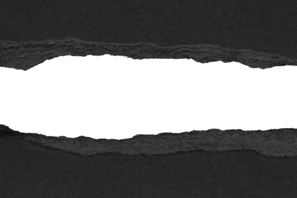 Czarny Papier Podarty Krawędzie Paski Izolowane Białym Tle — Zdjęcie stockowe