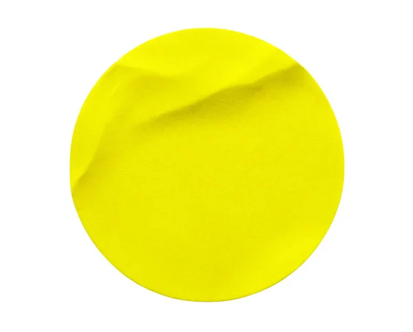 Желтая Круглая Бумажная Этикетка Белом Фоне — стоковое фото