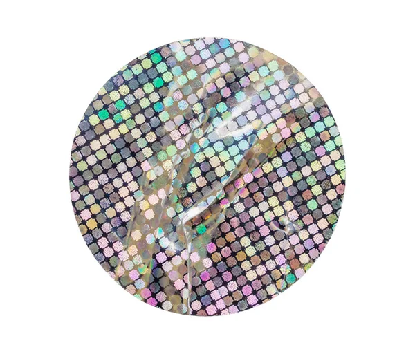 Blank Adhesive Holographic Foil Sticker Label Isolated White Background — Zdjęcie stockowe