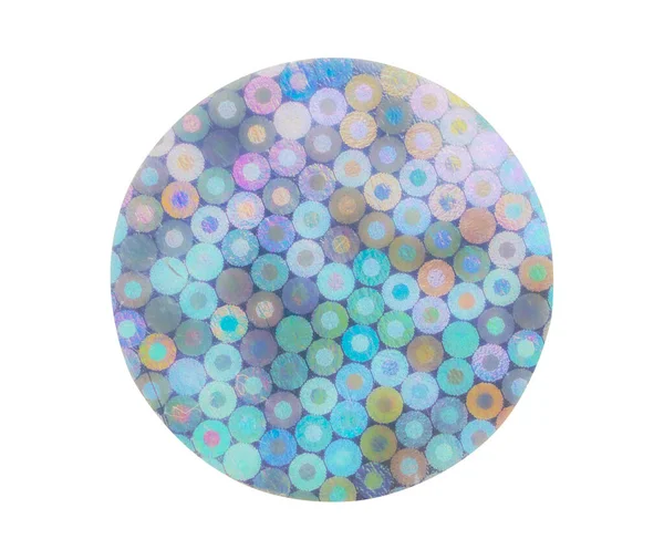 Blank Adhesive Holographic Foil Sticker Label Isolated White Background — Stok fotoğraf