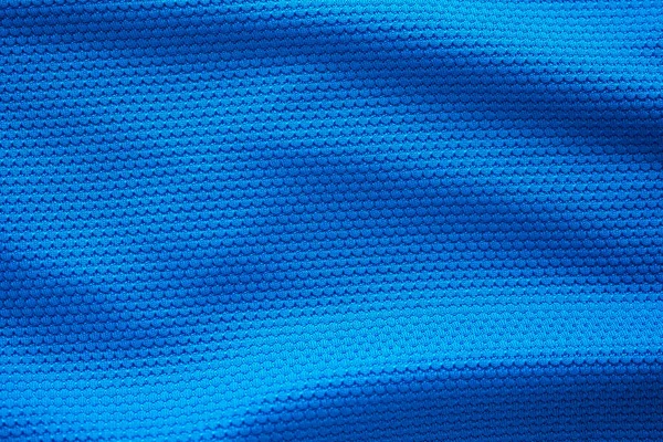 Niebieski Piłka Nożna Koszulka Odzież Tkanina Tekstury Sportowe Nosić Tło — Zdjęcie stockowe