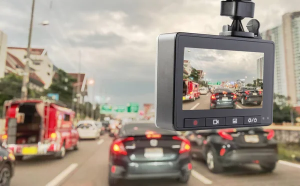 Videobandspelare Med Övervakningskamera För Trafiksäkerhet Väg — Stockfoto