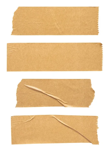 白い背景に隔離された茶色の粘着紙テープセット — ストック写真