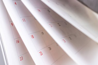 Takvim sayfası çevirme sayfası bulanık arkaplan iş takvimi randevu planlama konseptini kapat