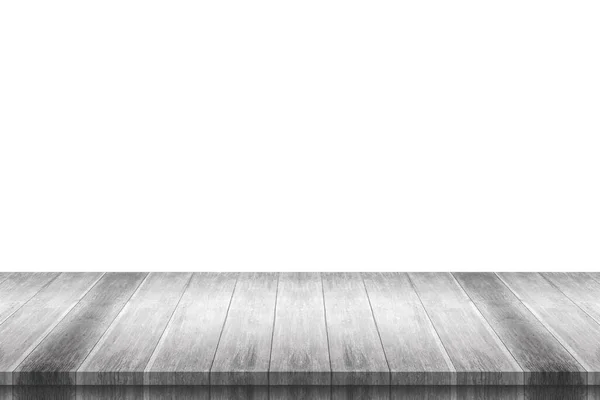 Prázdný Bílý Dřevěný Stůl Top Izolované Bílém Pozadí — Stock fotografie