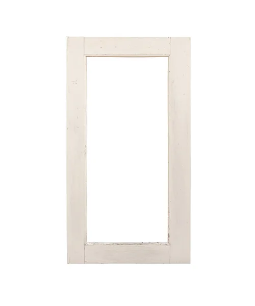 Prawdziwe Białe Drewno Ramki Okno Izolowane Białym Tle — Zdjęcie stockowe