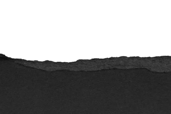 Schwarz Gerissenes Papier Zerrissene Kanten Streifen Isoliert Auf Weißem Hintergrund — Stockfoto