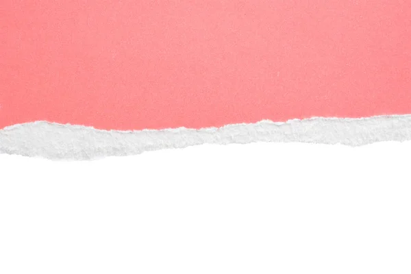 Rosa Gerissenes Papier Zerrissene Kanten Streifen Isoliert Auf Weißem Hintergrund — Stockfoto