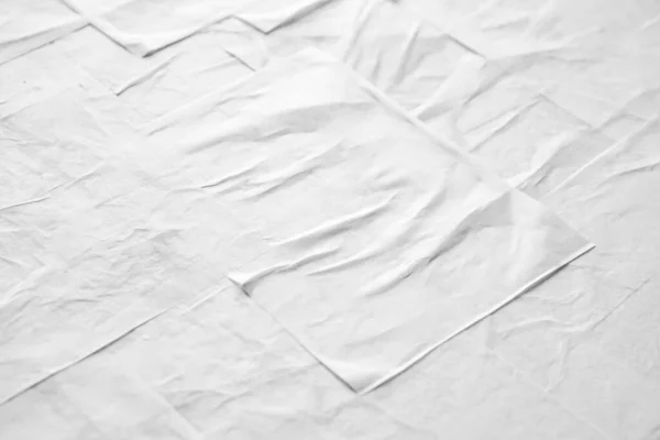 Blanco Blanco Arrugado Arrugado Textura Del Póster Papel —  Fotos de Stock