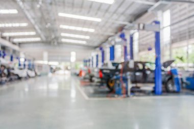 Araç servis merkezi oto tamir atölyesi bulanık arkaplan