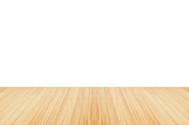 Ürün görüntüleme montajı için beyaz arkaplanda boş tahta tablo izole edildi