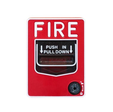 Yangın alarmı geçmek izole üzerinde beyaz arka plan