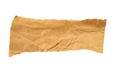 Kahverengi karton kağıt parçası beyaz arkaplanda izole