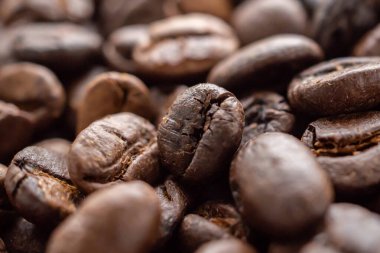 Fresh roasted brown coffee beans background