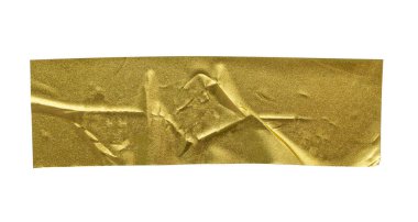 Beyaz arkaplanda izole edilmiş altın renkli şerit etiketi