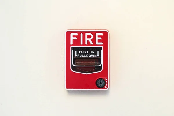 Fire Alarm Switch White Wall Background — Φωτογραφία Αρχείου
