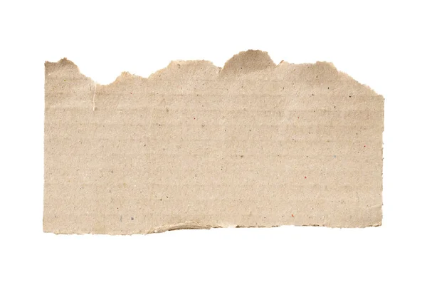 Pezzo Carta Marrone Cartone Isolato Sfondo Bianco — Foto Stock